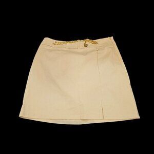 Madden NYC | Beige Mini Skirt w/ Gold Chain Detail | Size Medium